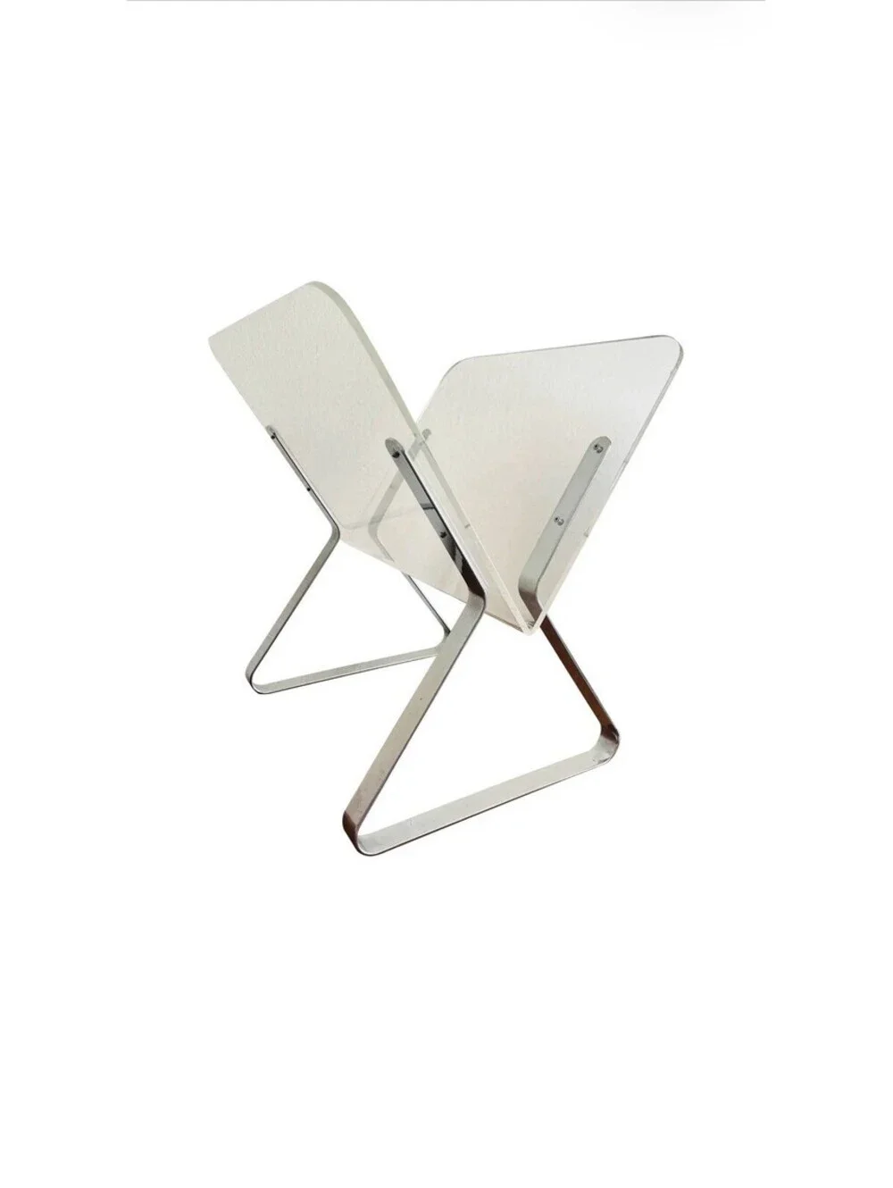 Vintage Milo Baughman Style Lucite Chrome Magazine Rack Mid Century Modern